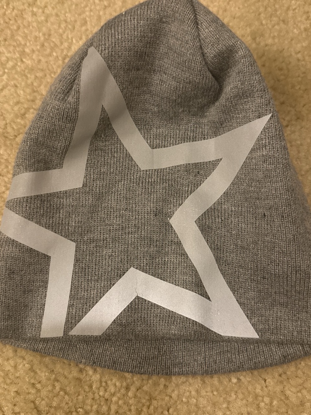 Grey Star Knit Beanie Hat for Men